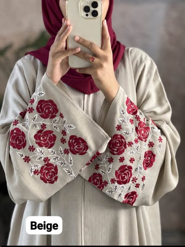 Beige Rose Embroidery Borka