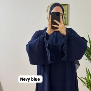 Navy Blue Simple Embroidery Abaya