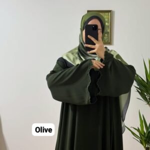 Olive Simple Embroidery Abaya