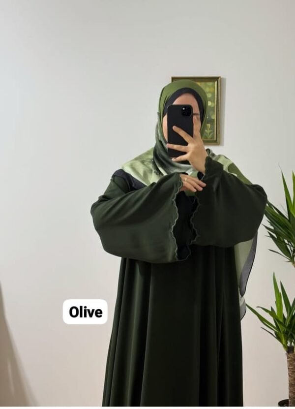 Olive Simple Embroidery Abaya