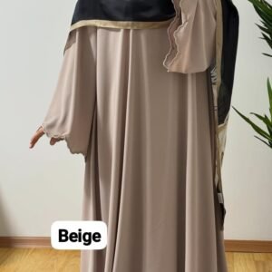 Simple embroidery abaya (4) Beige Simple Embroidery Abaya
