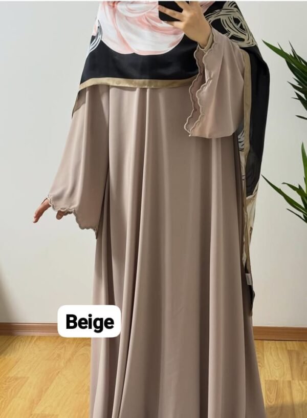 Beige Simple Embroidery Abaya