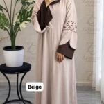 Beige Jafran Tulip Embroidery
