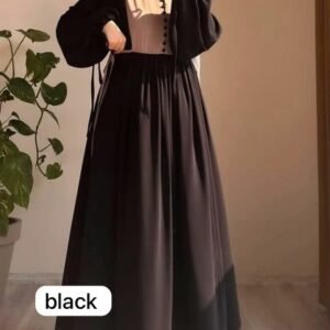 casual button borka (7) Black Borka